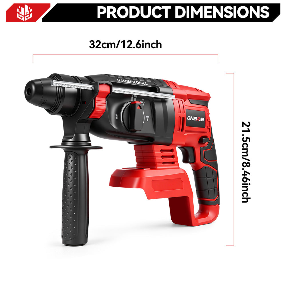 ONEVAN 26mm(4 Modes ) Brushless Cordless Rotary Hammer Drill | For Makita 18V Battery
