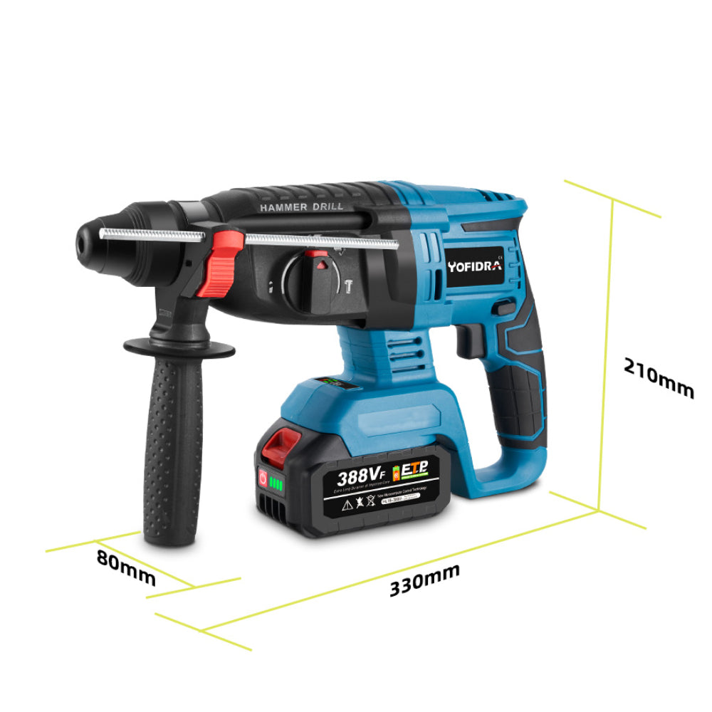 Taladro De Martillo Inalámbrico TALOEYH 650W Para Baterías Makita 18V/21V - Con 3 Brocas Y Mango Giratorio