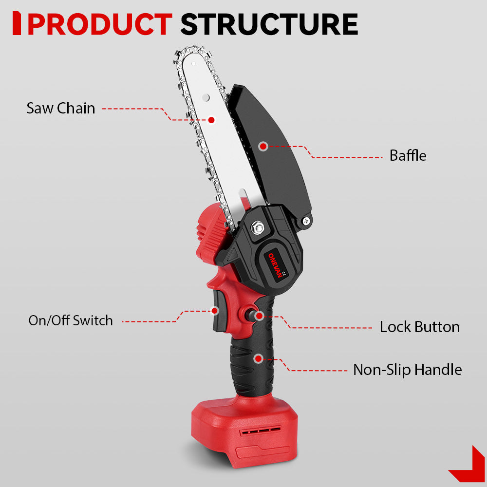ONEVAN 6" Chainsaw & 25mm Pruner with 2m Telescoping Pole Brushless Cordless Combo Kit