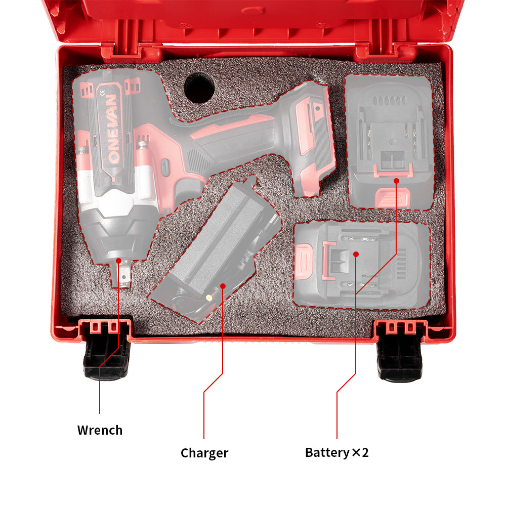 ONEVAN 1800N·m Cordless Wrench Tool Storage Case with 12-Piece Wrench Set