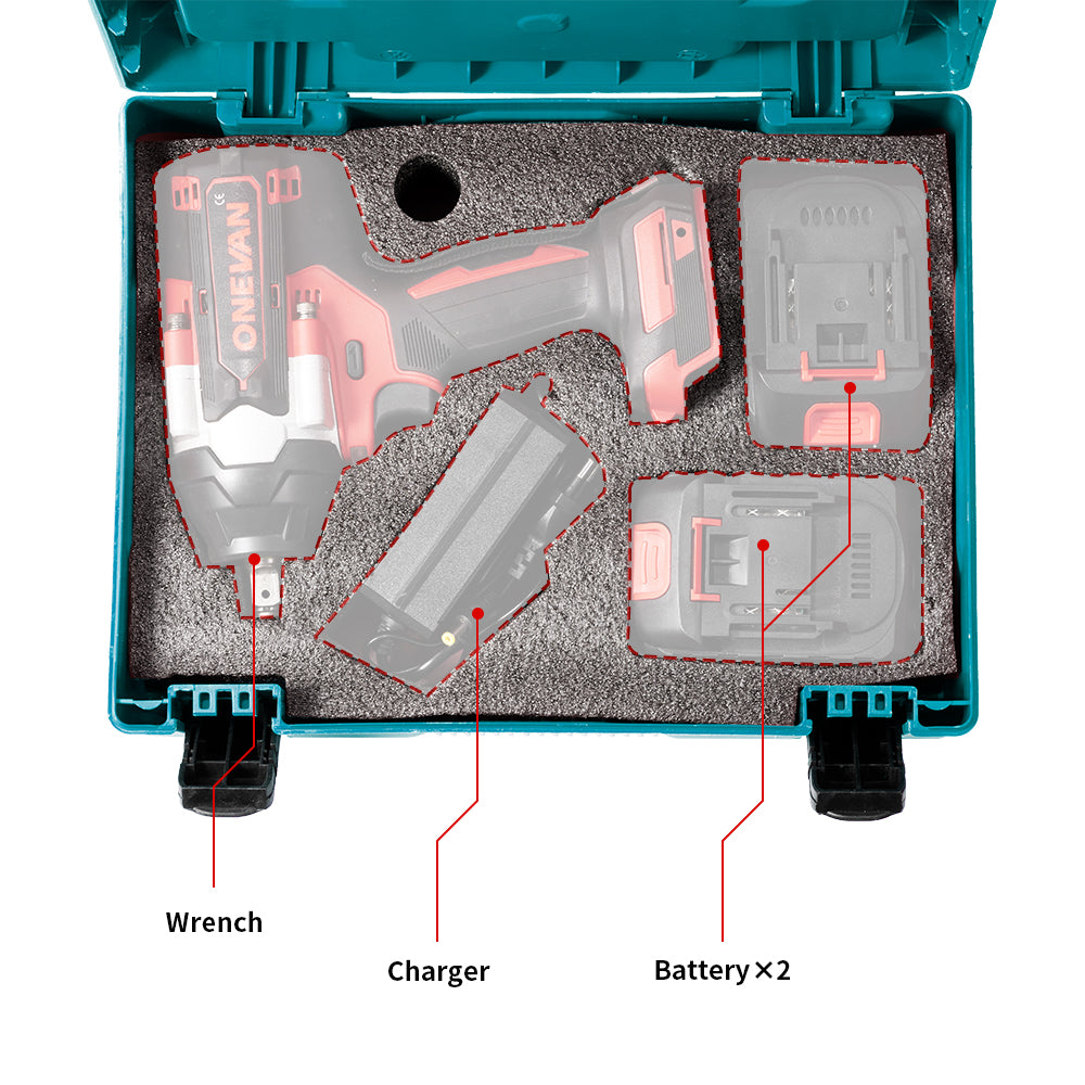 ONEVAN 1800N·m Cordless Wrench Tool Storage Case with 12-Piece Wrench Set