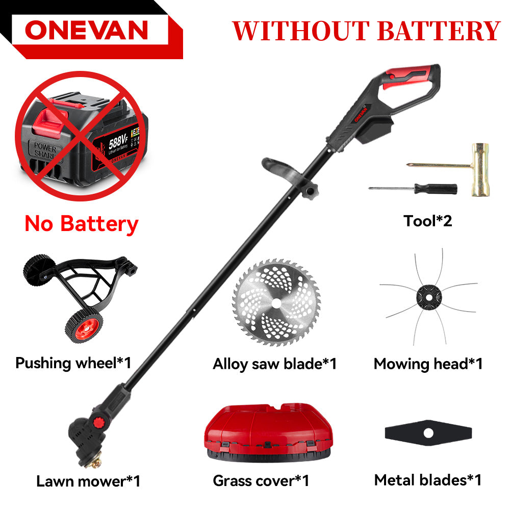 Cortador de grama dobrável sem escovas ONEVAN 4500W de 10 polegadas | Para bateria Makita de 18V