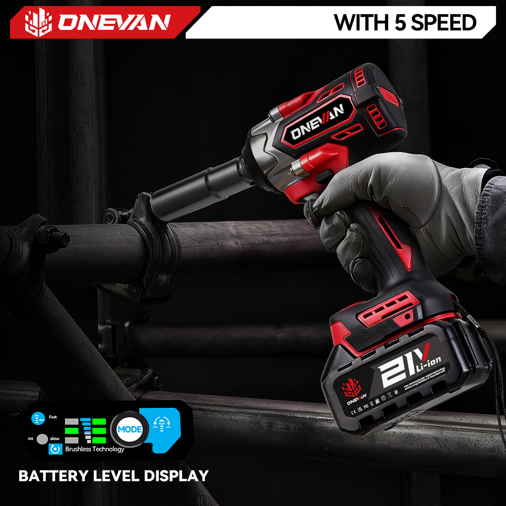 ONEVAN 1/2" 500N·m Brushless Cordless Impact Wrench (31-Piece Accessory) | For Makita 18V Battery