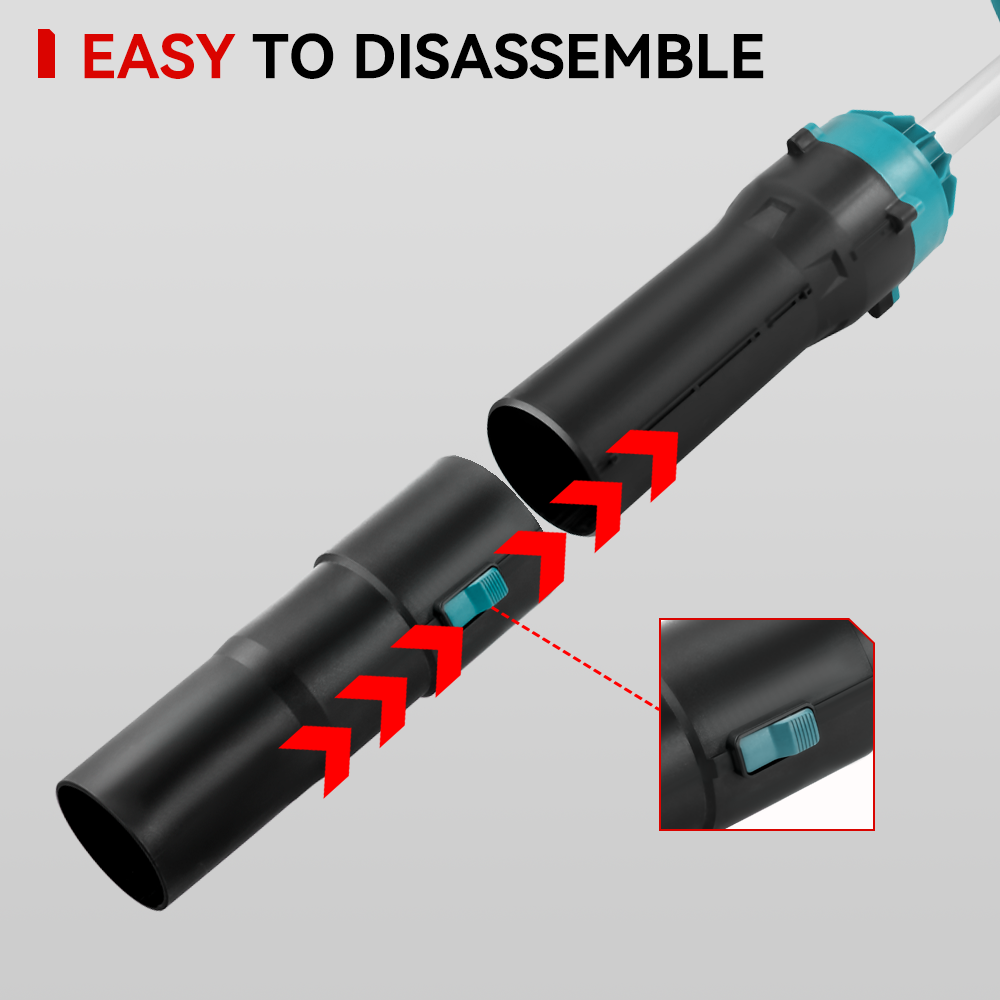 Soplador turbo sin escobillas ONEVAN – Soplador de polvo y secador de coche desmontable de alta velocidad de 400 m/s | Para batería Makita de 18 V-21 V