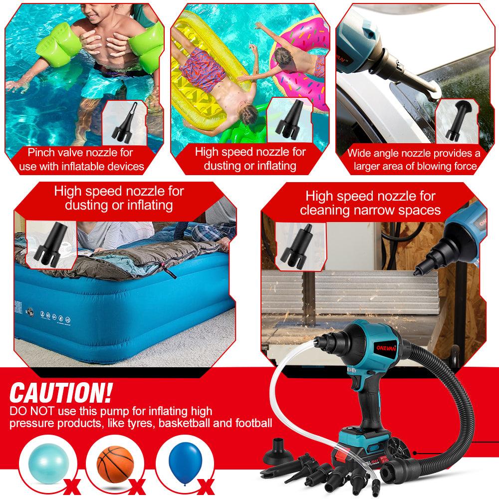 ONEVAN 1000W Multifunction Inflator Vacuum Cordless Dust Blower | For Makita 18V Battery
