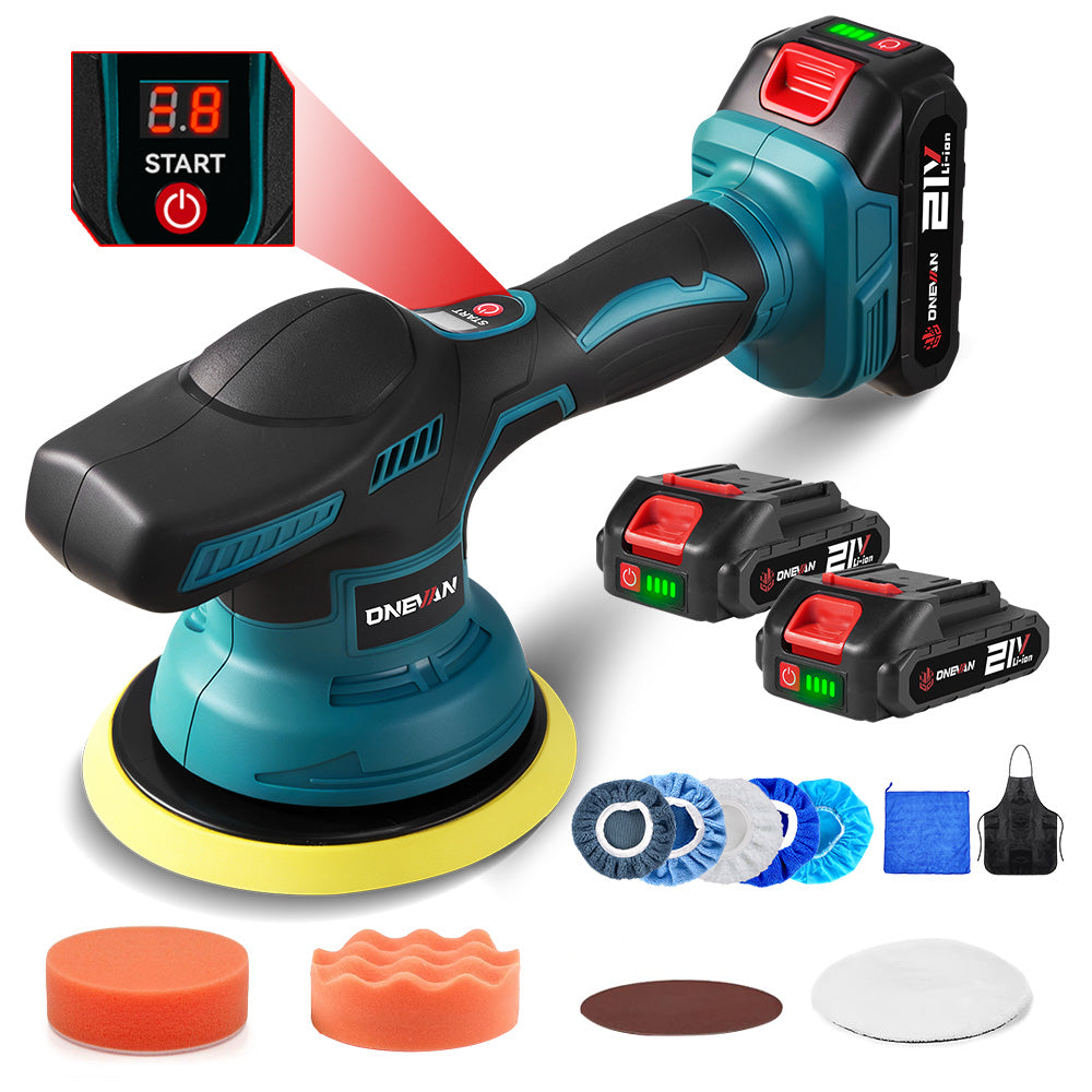 ONEVAN 21V 8-Speed Orbital Polisher with 150mm Pad for Car Detailing