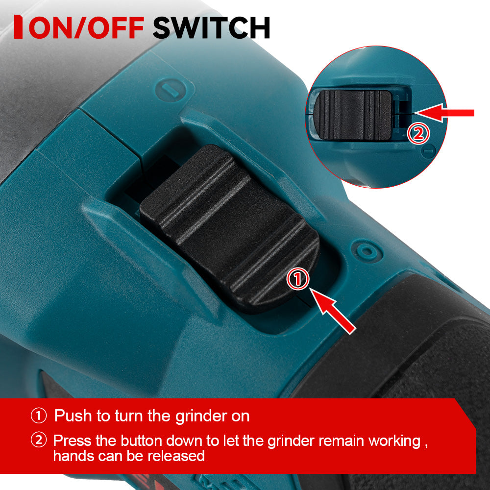 Amoladora angular inalámbrica ONEVAN de 6 mm sin escobillas con ajuste variable de 4 velocidades | Para batería Makita de 18 V