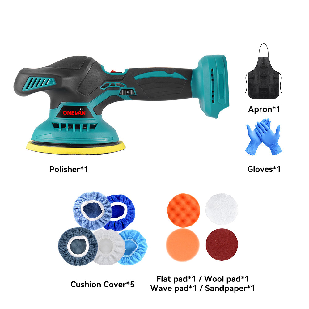 ONEVAN Car Inflator Pump & Polishing Machine Brushless Electric 2‑Pc. Combo Kit 6.0Ah