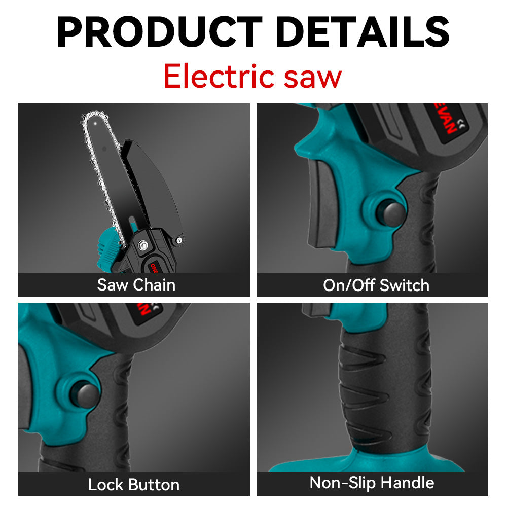 ONEVAN 6" Chainsaw & 25mm Pruner with 2m Telescoping Pole Brushless Cordless Combo Kit
