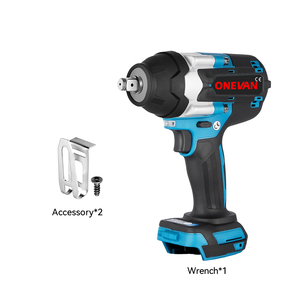 ONEVAN 1/2" 1800N·m Impact Wrench & 1000N·m Ratchet Wrench Brushless Cordless 2‑Pc. Combo Kit 6.0Ah