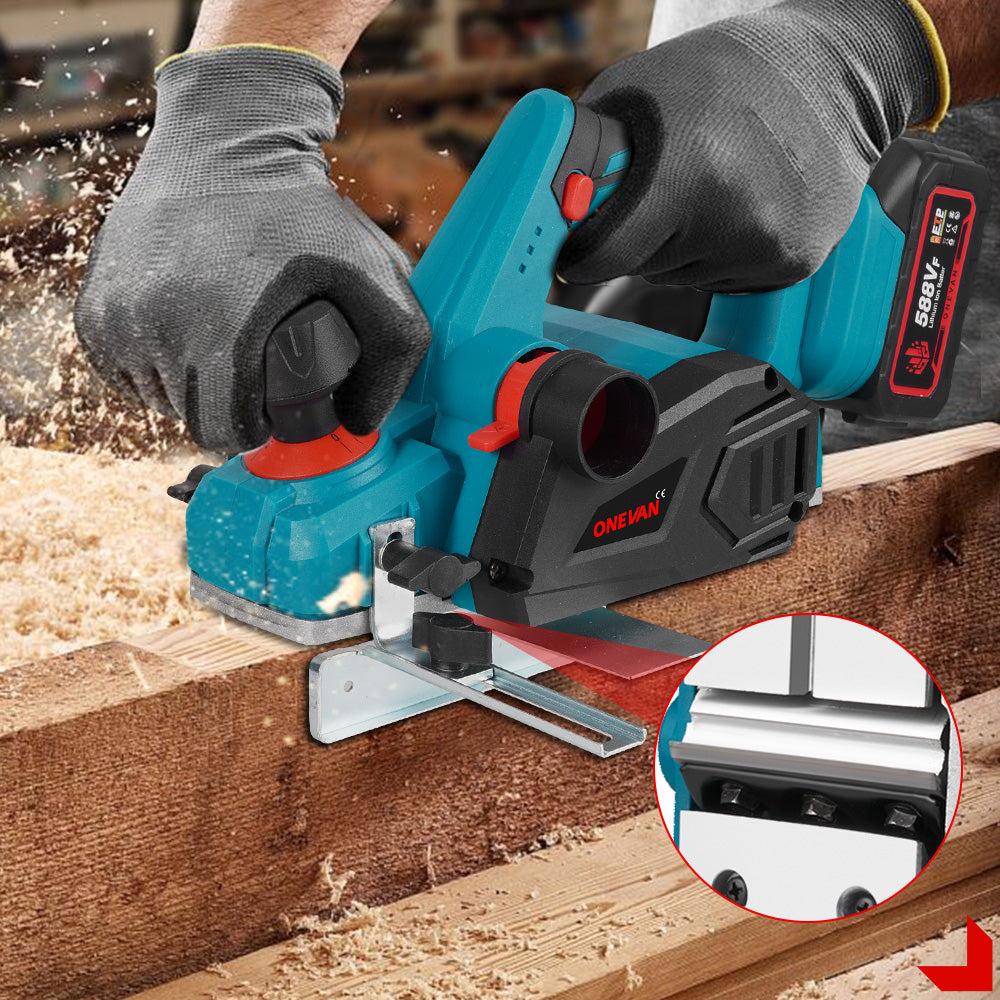 ONEVAN Cordless Electric Planer Dual Dust Ports | For Makita 18V Battery