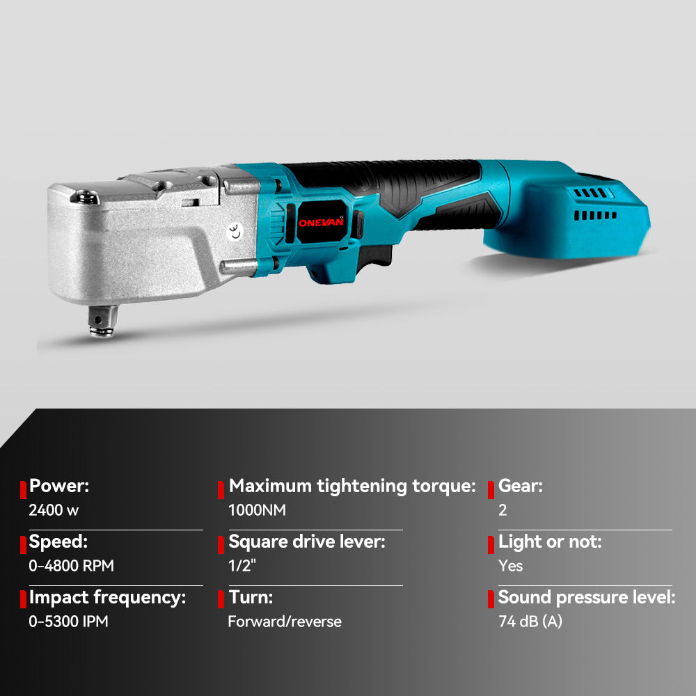 ONEVAN 1/2" 1800N·m Impact Wrench & 1000N·m Ratchet Wrench Brushless Cordless 2‑Pc. Combo Kit 3.0Ah