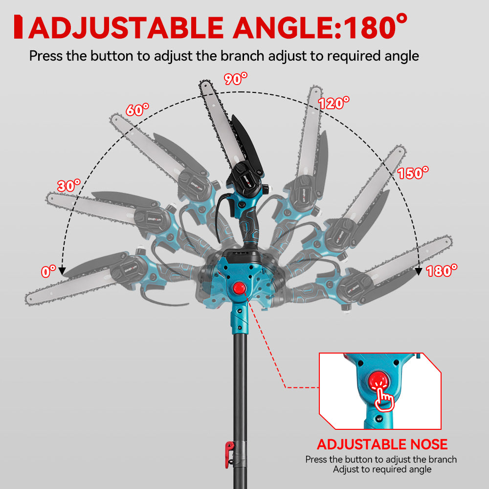 ONEVAN 8" Chainsaw & 25mm Pruner with 2m Telescoping Pole Brushless Cordless Combo Kit