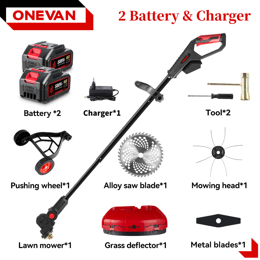 Cortador de grama dobrável sem escovas ONEVAN 4500W de 10 polegadas | Para bateria Makita de 18V