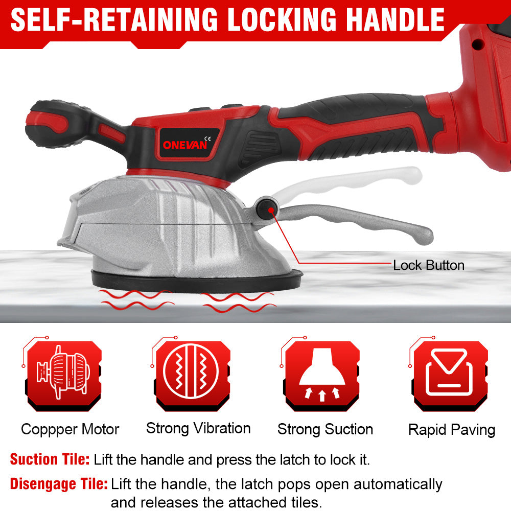 Niveladora de azulejos automática inalámbrica de 8 velocidades ONEVAN con vibración | Para batería Makita de 18 V