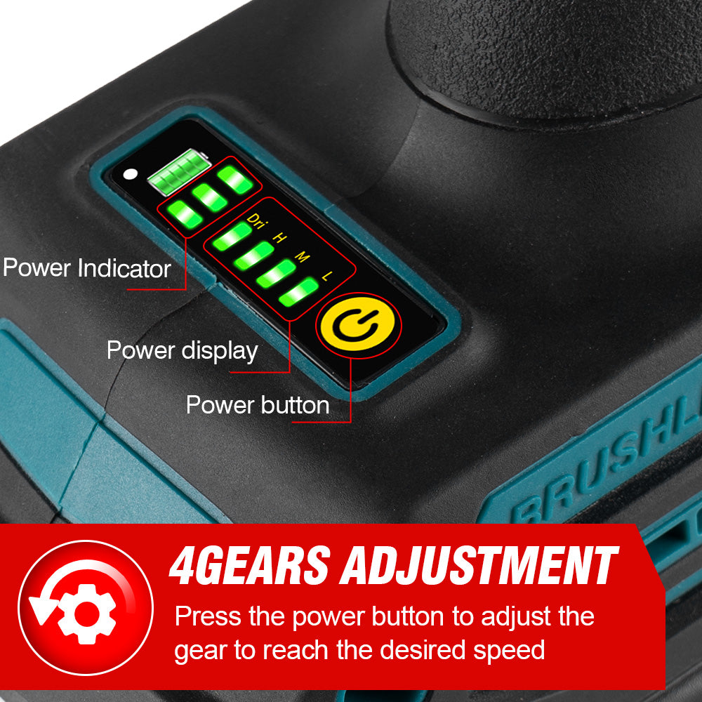 Amoladora angular inalámbrica ONEVAN de 6 mm sin escobillas con ajuste variable de 4 velocidades | Para batería Makita de 18 V