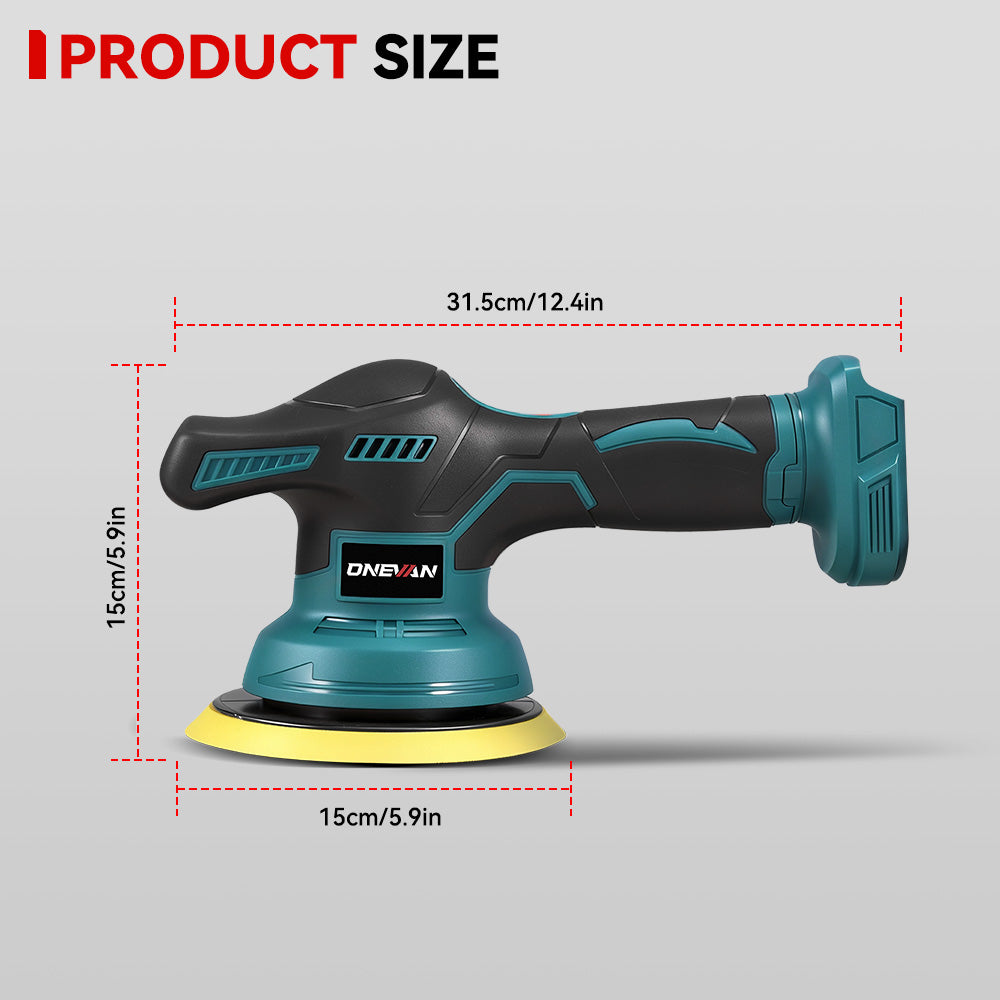 ONEVAN 8-Speed Digital Orbital Polisher, 150mm Pad, 2500–5000RPM | For Makita 18V Battery