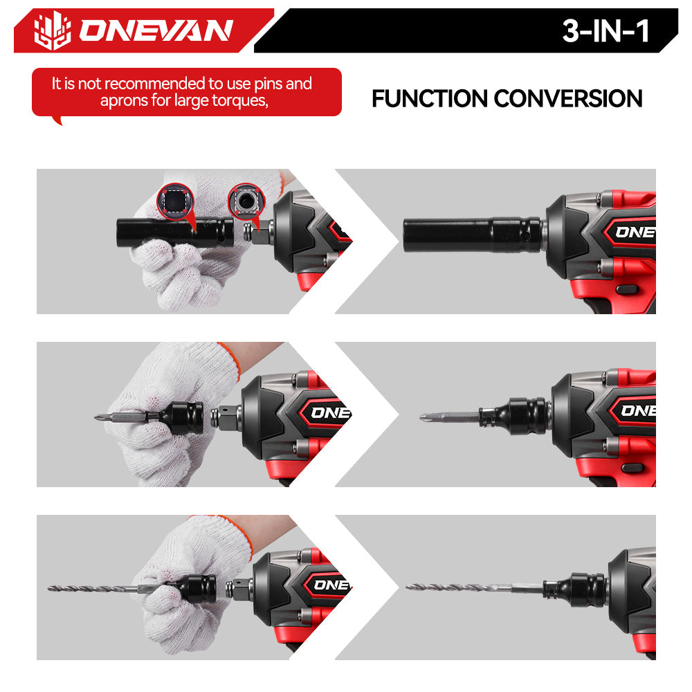ONEVAN 1/2" 500N·m Brushless Cordless Impact Wrench (31-Piece Accessory) | For Makita 18V Battery