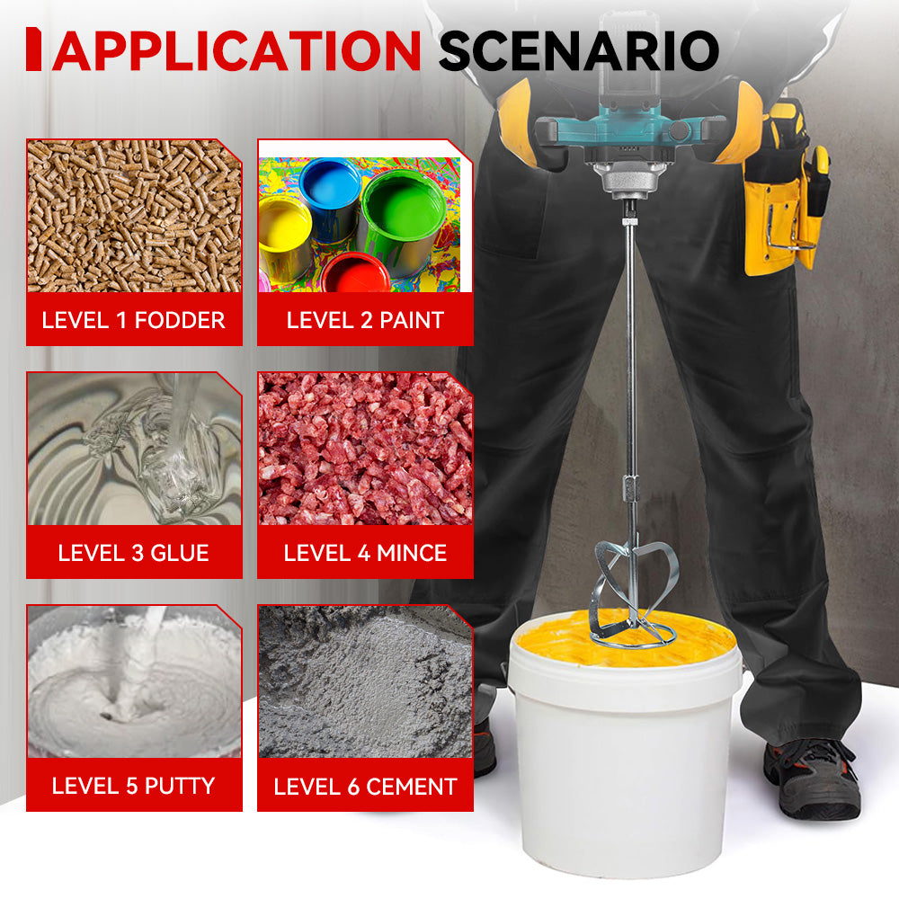 ONEVAN 6-Speed Cordless Brushless Concrete Mixer, LED Display | For Makita 18V Battery