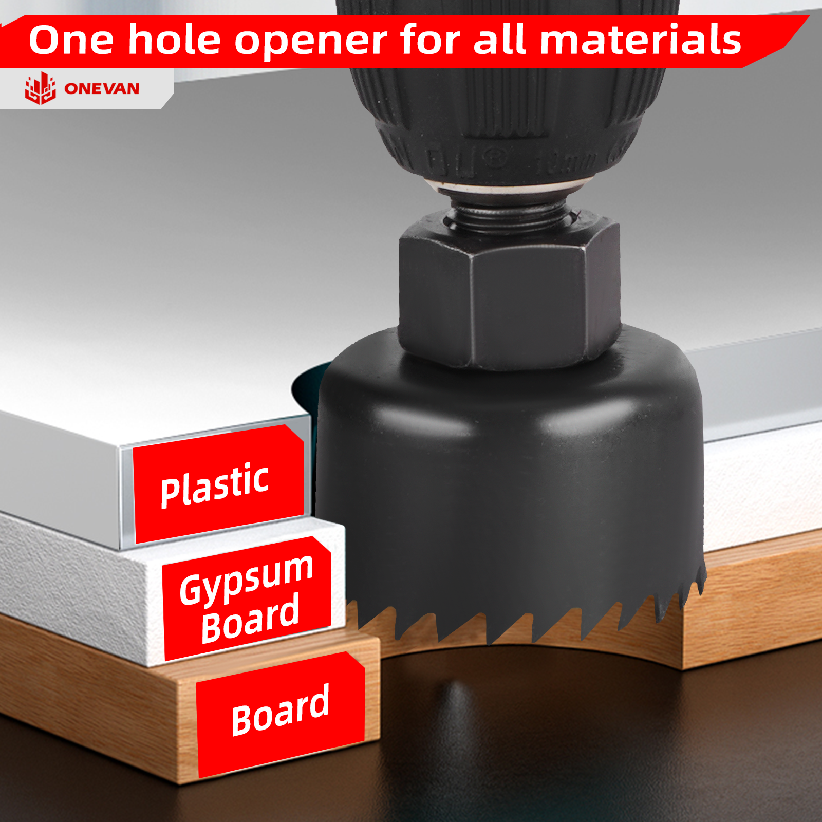 ONEVAN 19-Piece Drill Accessory Kit – Carbon Steel Hole Saws & Combination Sockets