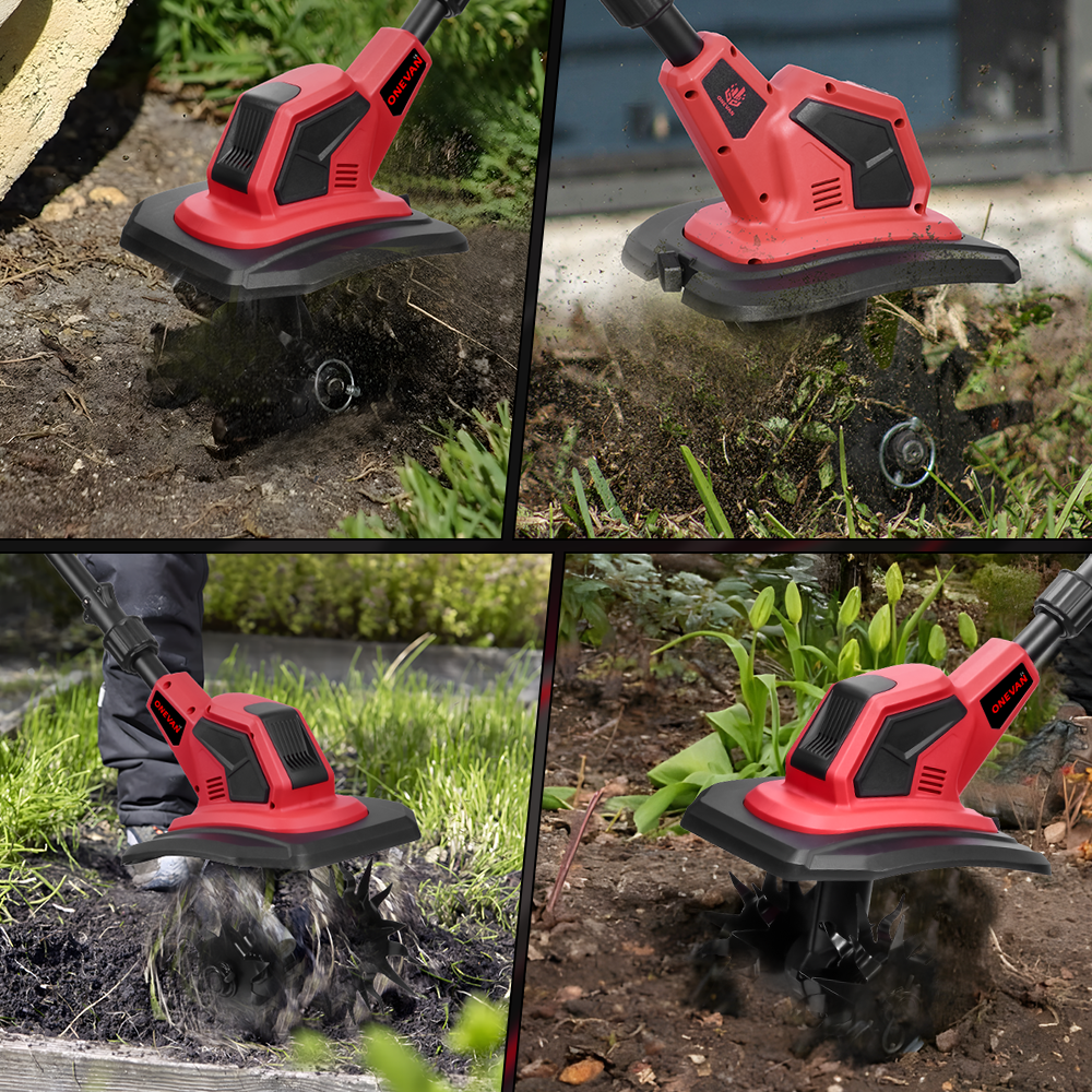 ONEVAN 18V Cordless Mini Tiller – 17cm Depth, Anti-Tangle Blades | For Makita 18V Battery
