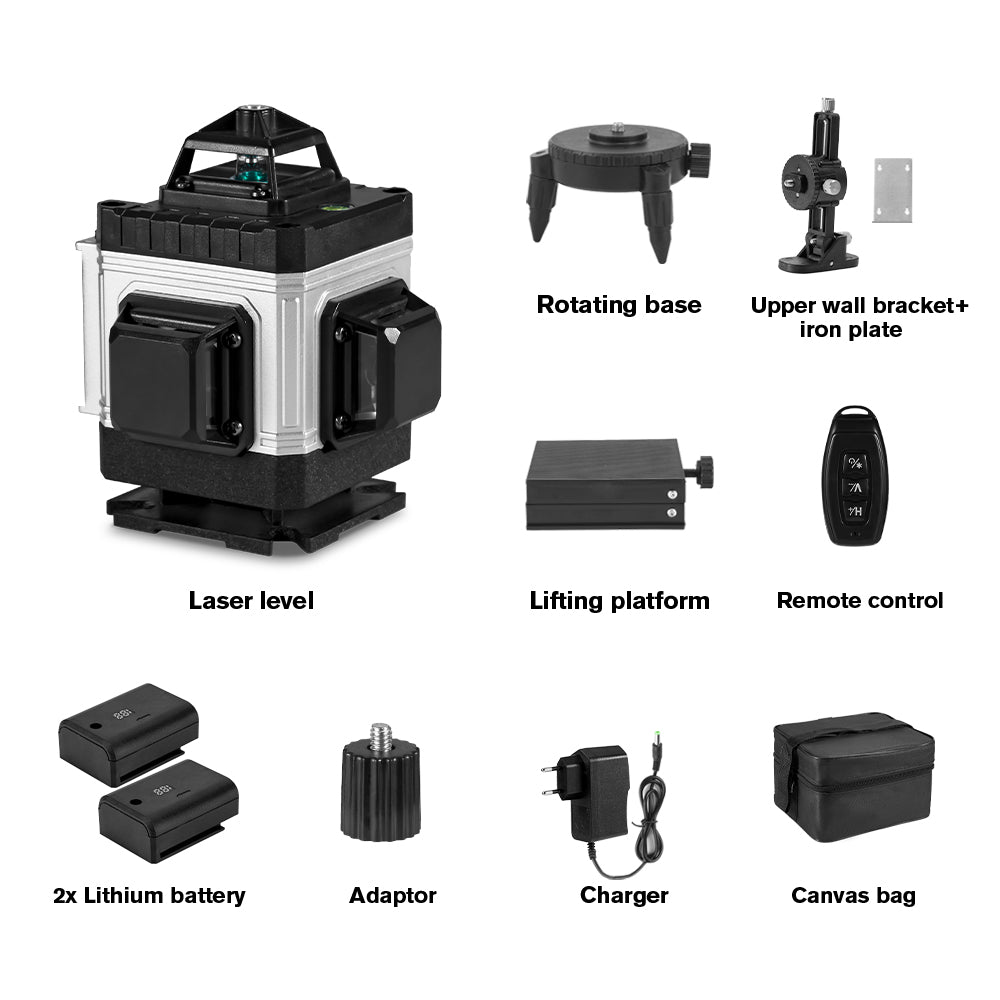 ONEVAN 16 Lines 4D Display Green Laser Level Auto Self Leveling