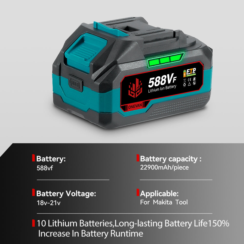 ONEVAN 18V-21V Rechargeable Lithium-Ion Battery 22900mAh/29900mAh With Charger