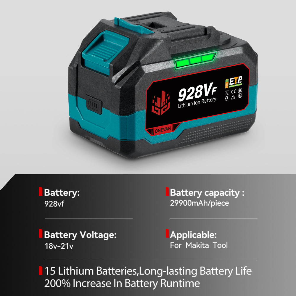 ONEVAN 18V-21V Rechargeable Lithium-Ion Battery 22900mAh/29900mAh With Charger