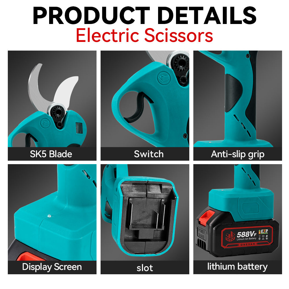 Tijeras de podar eléctricas inalámbricas ONEVAN de 45 mm sin escobillas y con pértiga telescópica de 2 m
