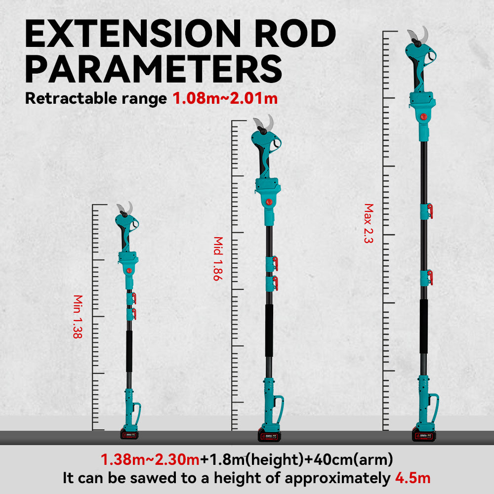 Tijeras de podar eléctricas inalámbricas ONEVAN de 45 mm sin escobillas y con pértiga telescópica de 2 m