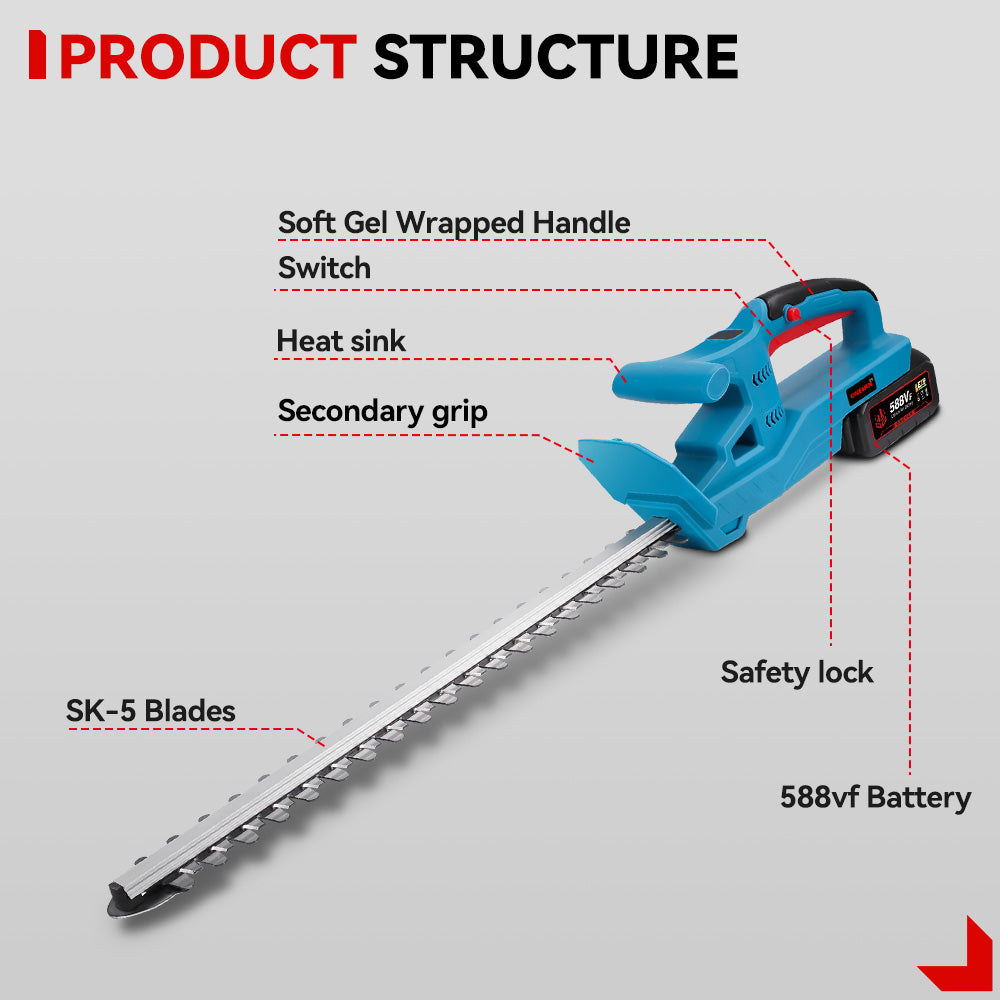 ONEVAN 3000W 20 Inch Cordless Hedge Trimmer Compatible with Extension Pole