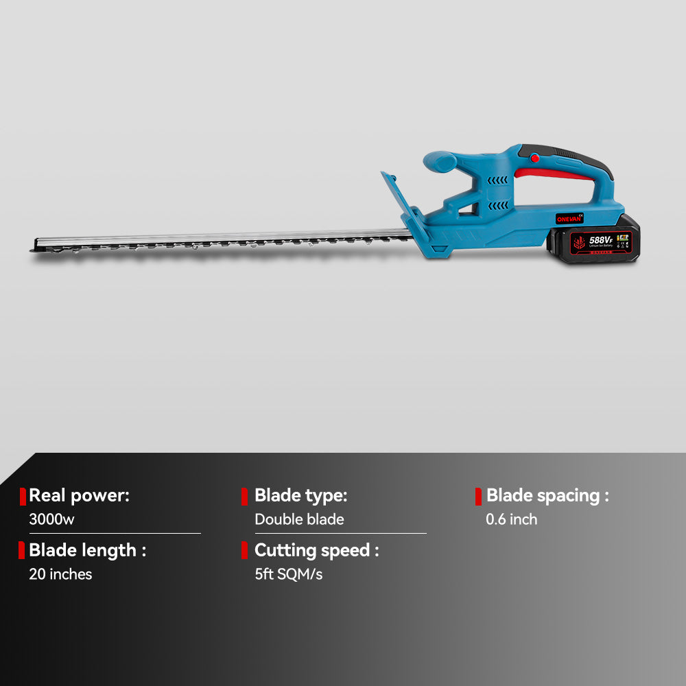 ONEVAN 3000W 20 Inch Cordless Hedge Trimmer Compatible with Extension Pole
