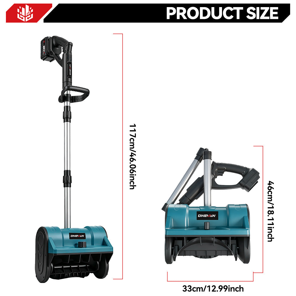Quitanieves inalámbrico plegable ONEVAN de 12" – Pala de mano sin escobillas | Para batería Makita de 18 V