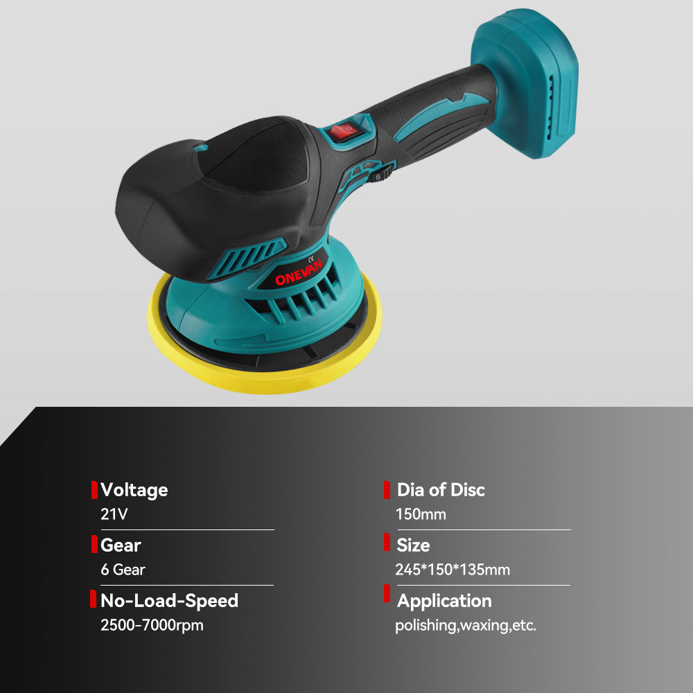 Mini polidora automotiva sem fio e sem escovas ONEVAN de 7000 RPM | Para bateria Makita de 18 V