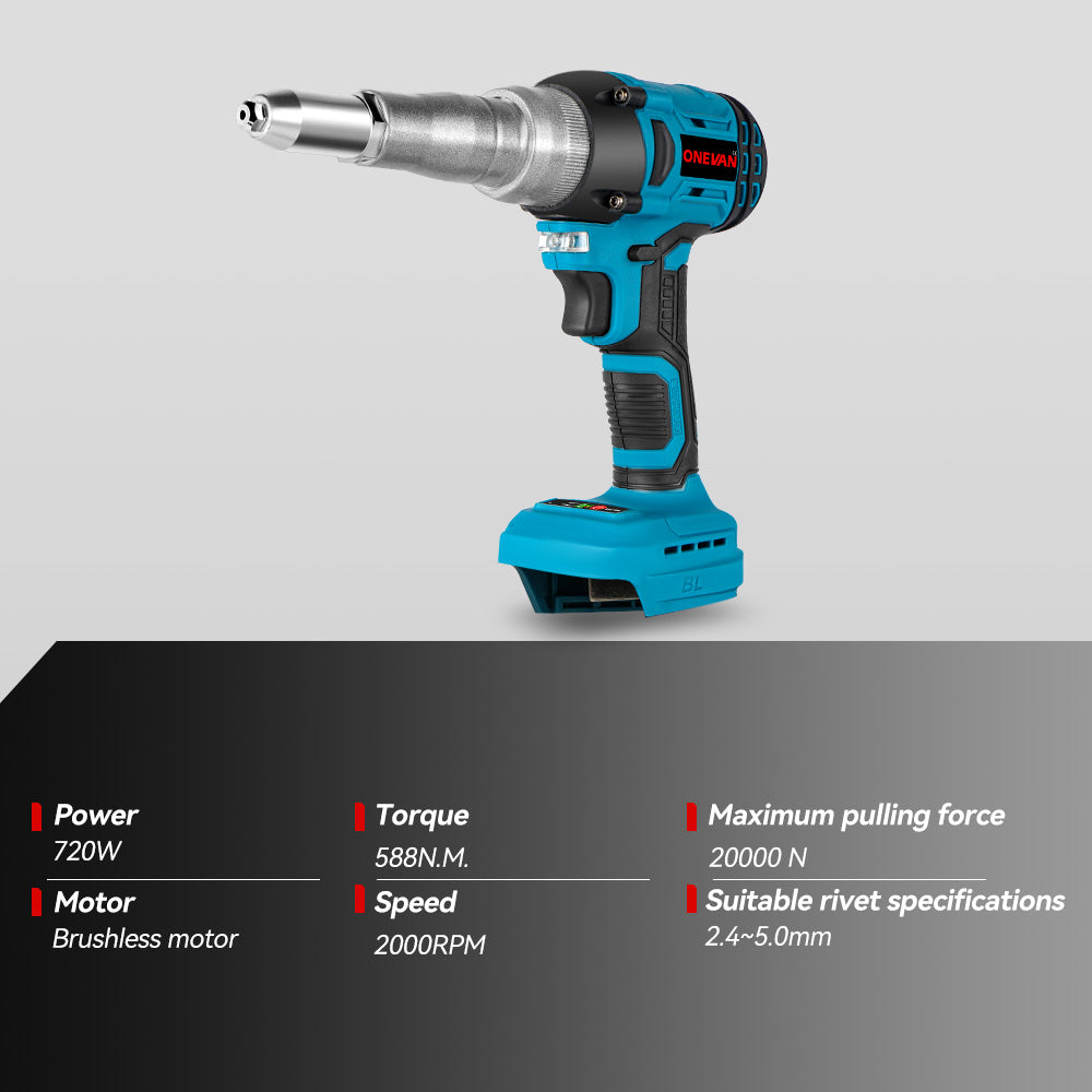 ONEVAN 20000N Brushless Cordless Rivet Gun | For Makita 18V Battery
