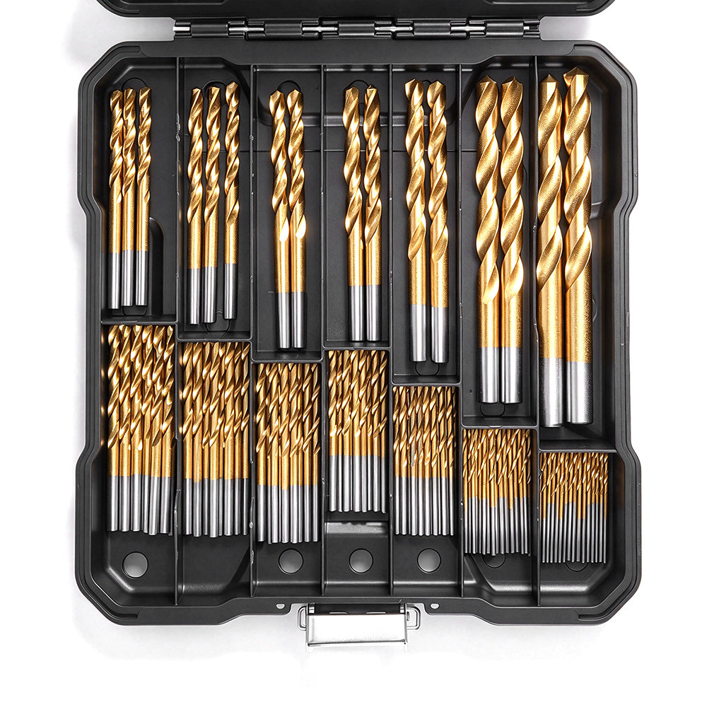 ONEVAN 99-Piece Titanium-Coated HSS Drill Bit Set for Wood, Plastic & Metal