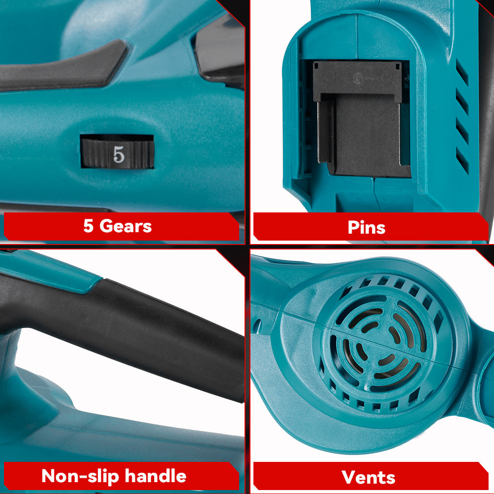 Soplador de nieve y hojas inalámbrico de 5 velocidades y sin escobillas ONEVAN de 5500 W | Para batería Makita de 18 V