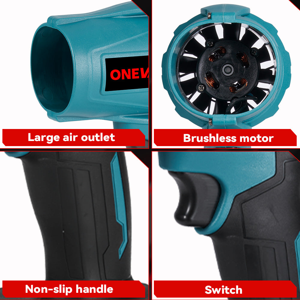 Soplador sin escobillas turboalimentado ONEVAN de 1500 W y alto rendimiento (928 VF mejorado) | Para batería Makita de 18 V