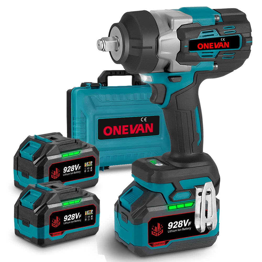 ONEVAN Chave de Impacto Sem Fio 1/2" 2800N·m com Escova (Atualização da Bateria 928VF – Maior Duração) | Compatível com Baterias Makita 18V