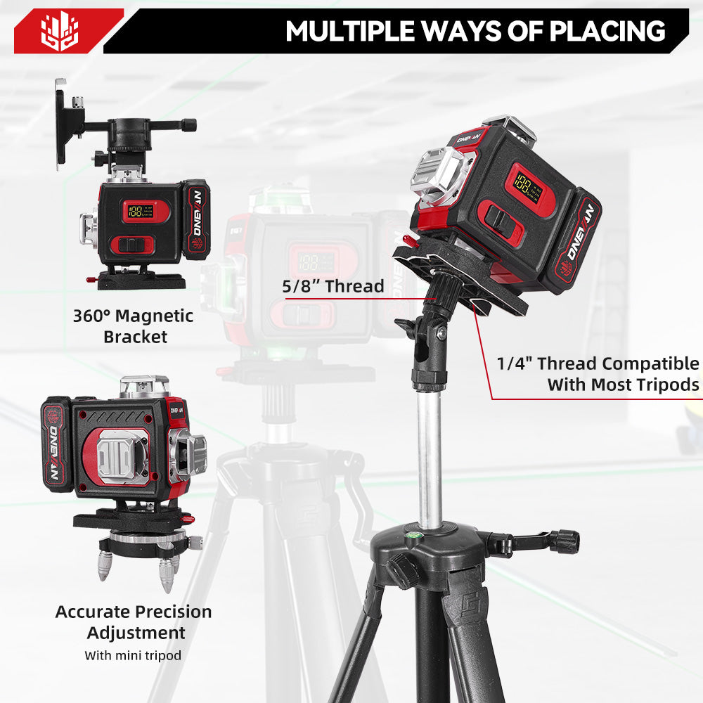 ONEVAN LK-822 16-Line 4D Laser Level | Digital Display | Rotatable Window & Base