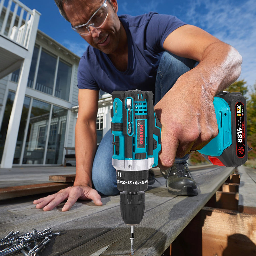 ONEVAN 10mm Cordless Impact Drill Electric Screwdriver Set With 24 Accessories | For Makita 18V Battery