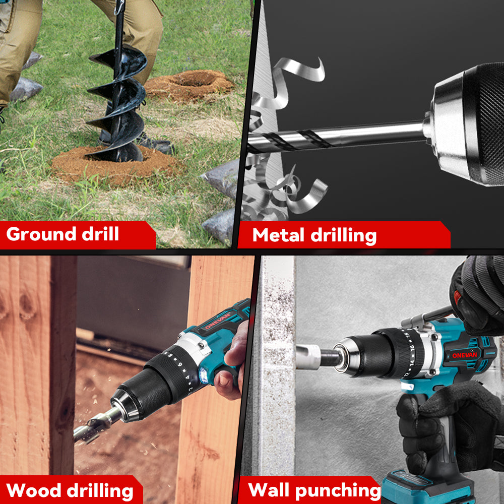 ONEVAN 650N·m 13mm Brushless Cordless Drill 20+3 Torque | For Makita 18V Battery