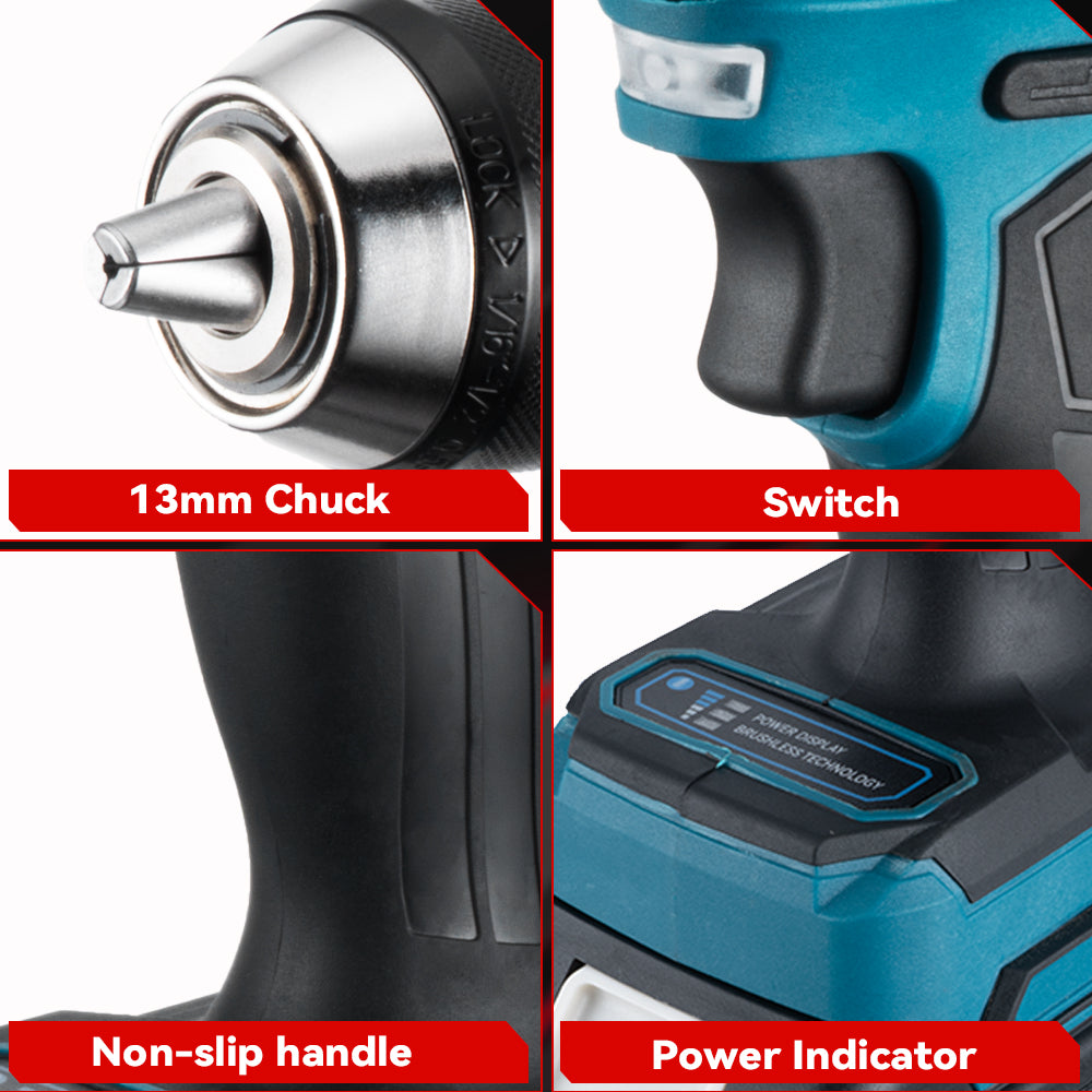 ONEVAN 650N·m 13mm Brushless Cordless Drill 20+3 Torque | For Makita 18V Battery