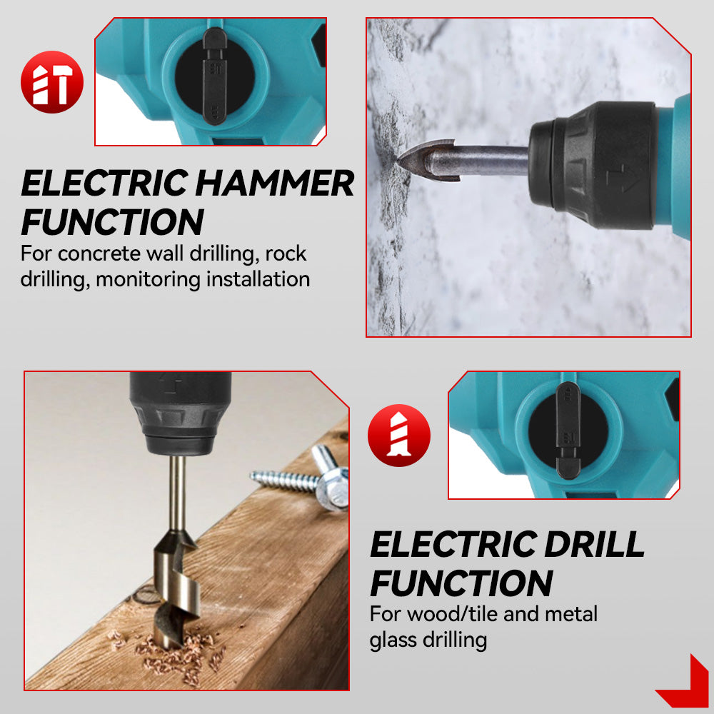 ONEVAN 1000W Cordless Multifunction Hammer Impact Drill | For Makita 18V Battery