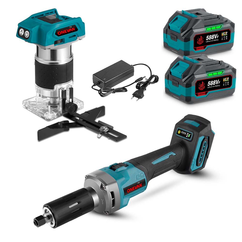 Amoladora y recortadora de 6 mm ONEVAN, kit combinado de 2 piezas sin escobillas y 6,0 Ah