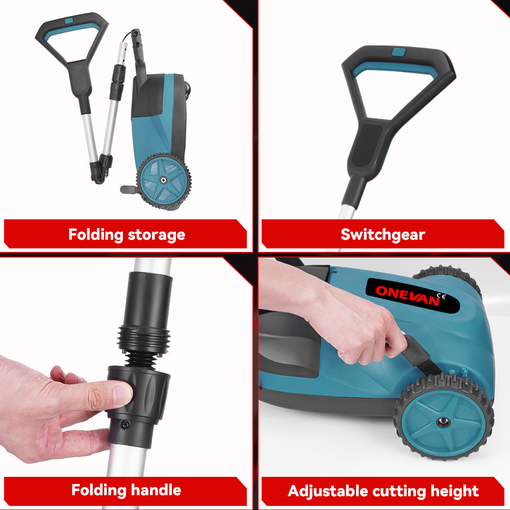 Cortacésped inalámbrico plegable ONEVAN de 4000 W sin escobillas | Compatible con batería Makita de 18 V