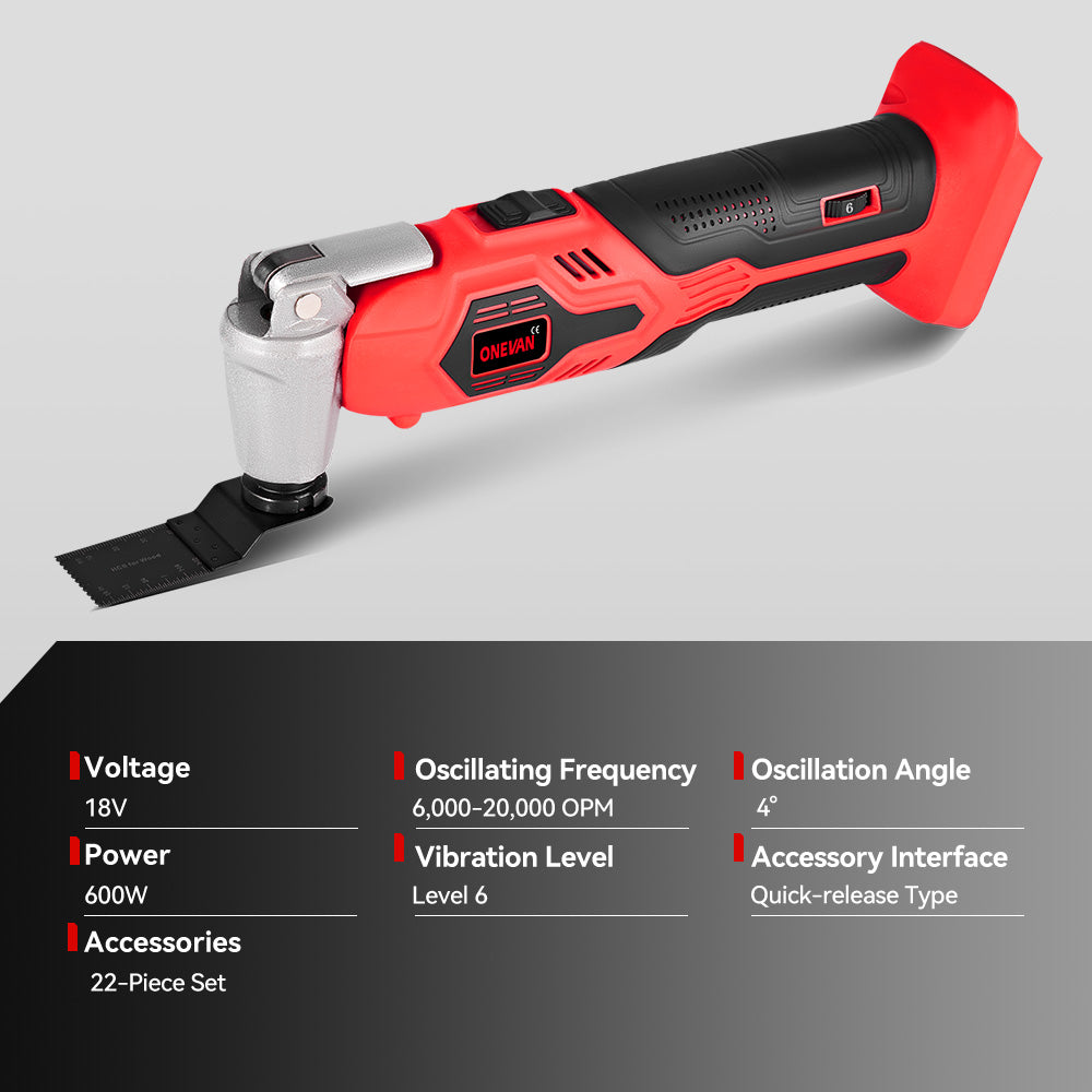 Herramienta multiusos oscilante inalámbrica ONEVAN de 6 velocidades | Para batería Makita de 18-21 V