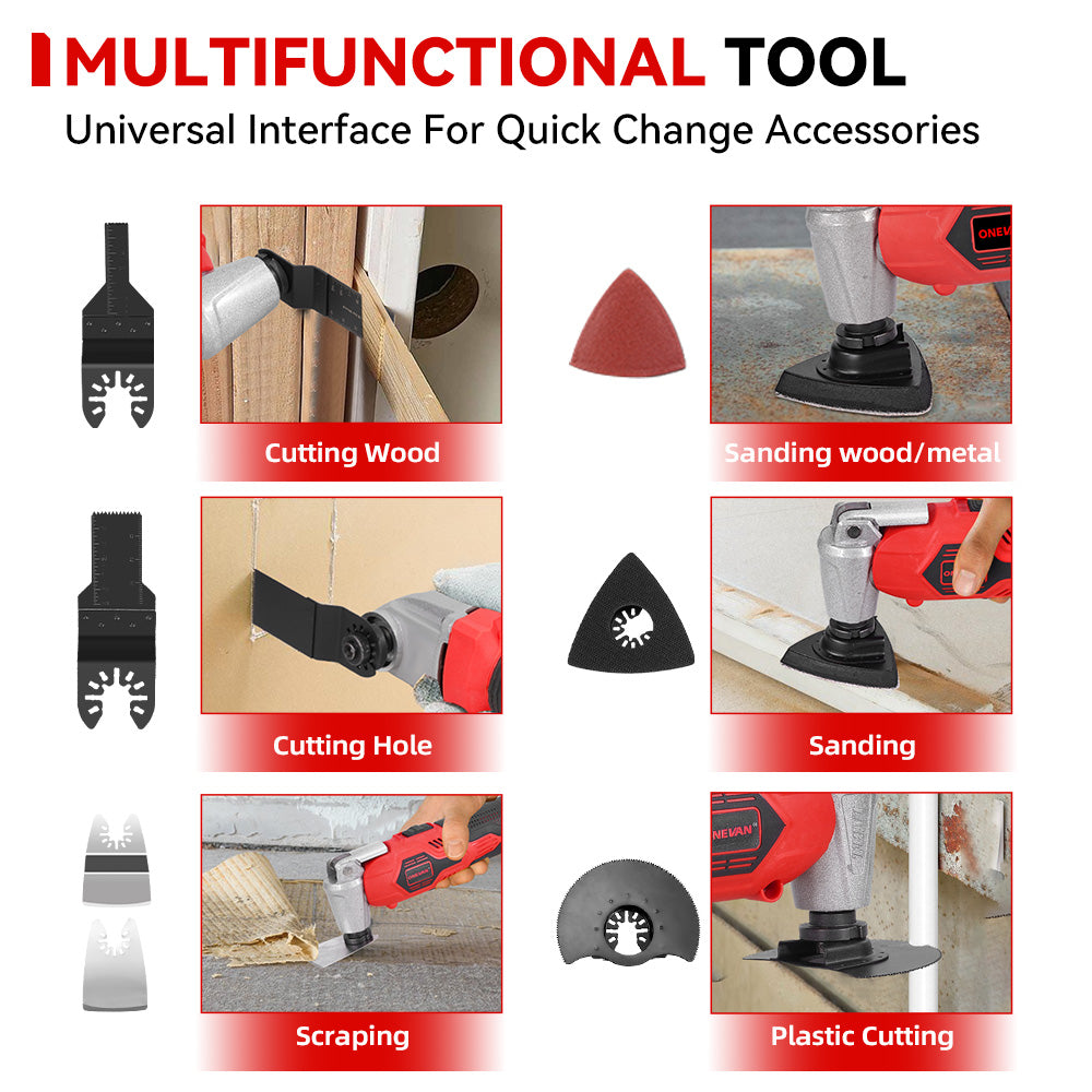 Herramienta multiusos oscilante inalámbrica ONEVAN de 6 velocidades | Para batería Makita de 18-21 V
