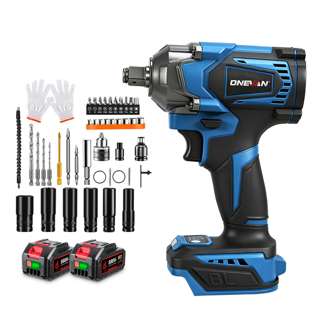 ONEVAN 1/2" 1200N·m Brushless Cordless Impact Wrench Set – 44-Piece Kit | For Makita 18V Battery