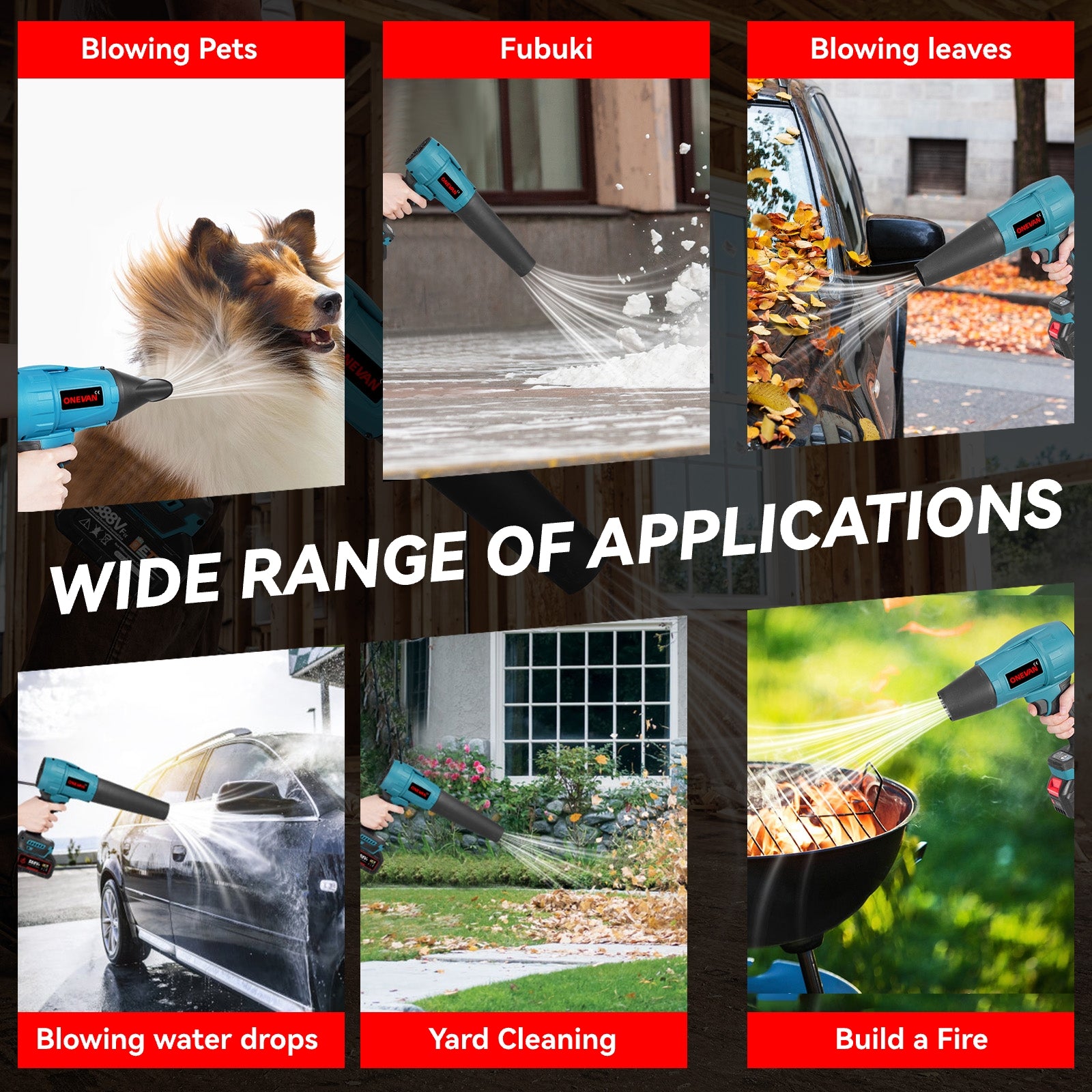 ONEVAN 3500W Brushless Ducted Turbo Fan Cordless Snow Blower | For Makita 18V Battery